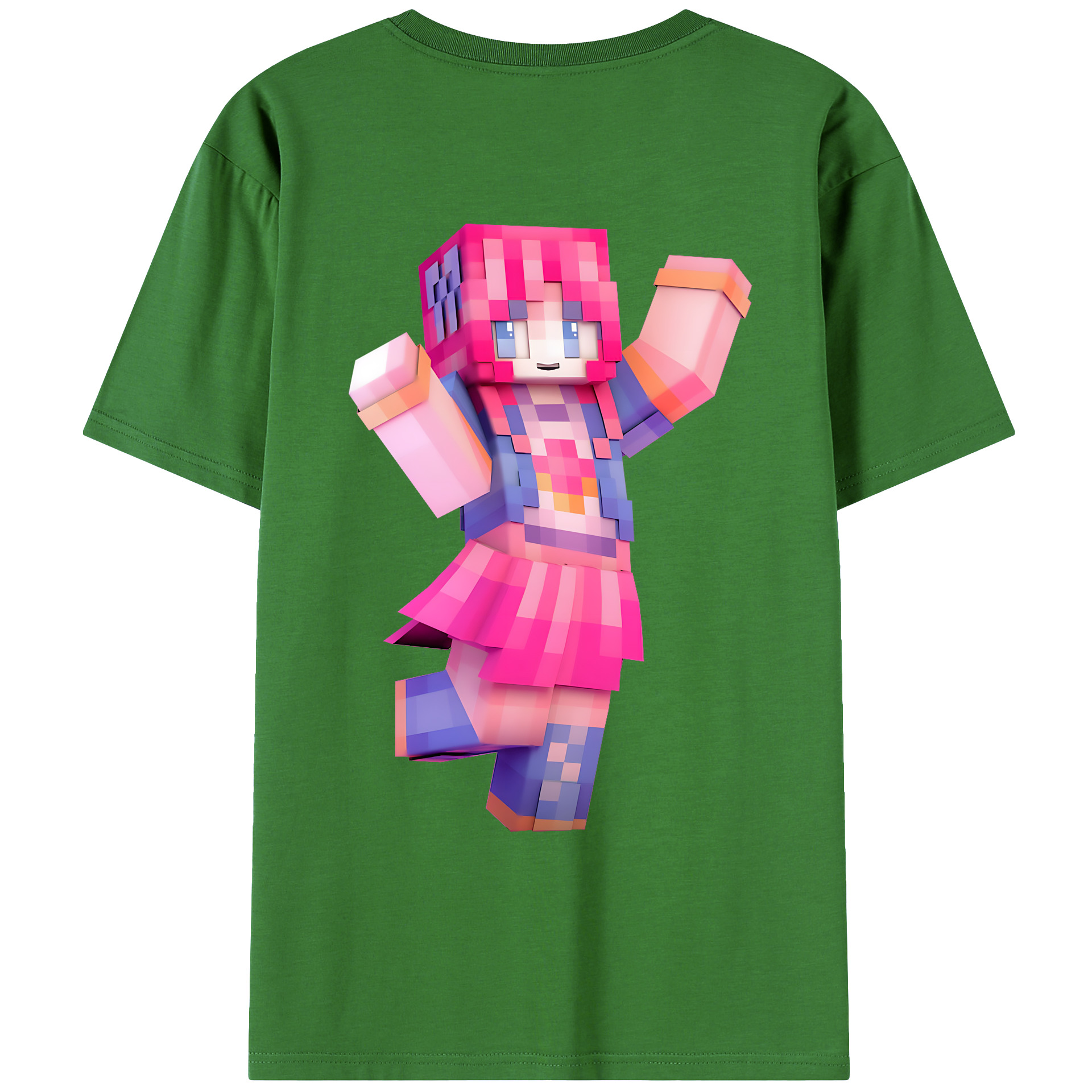 （画像用） マインクラフト ブロックの世界 Minecraft MC Block world レディース半袖Tシャツ(バックプリント)